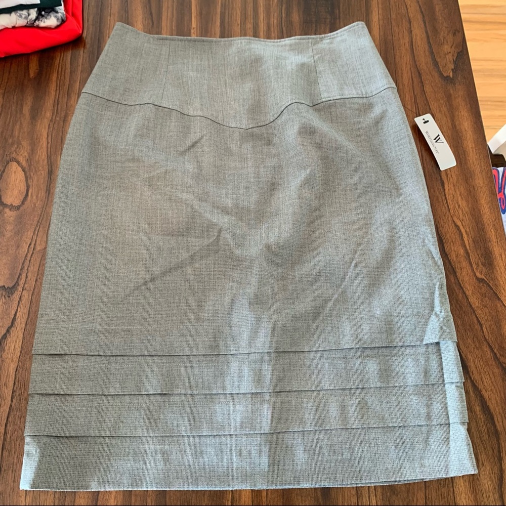 🏷️ NWT Worthington Gray Heather Career Church Skirt 12